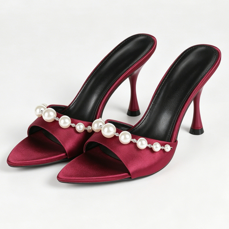 Slip Dress Satin - Elegant Satin Heeled Sandals Women String