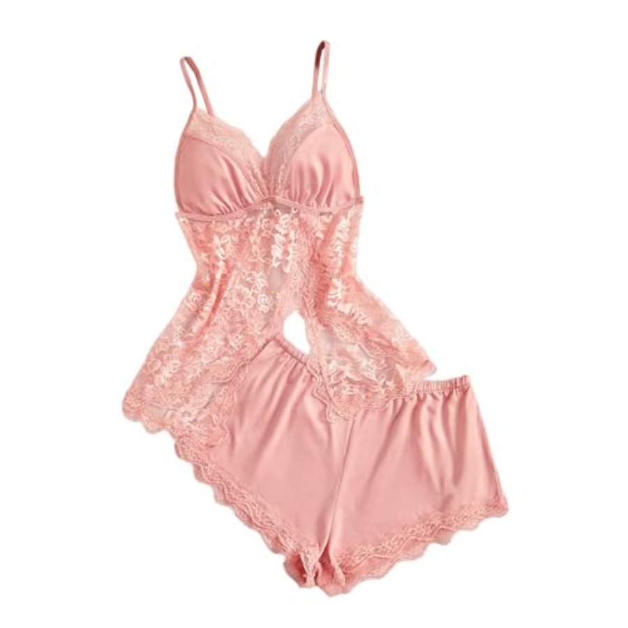 OYOANGLE Women's 2 Pcs Pajama  - Cami Top Lace ulasan dan harga