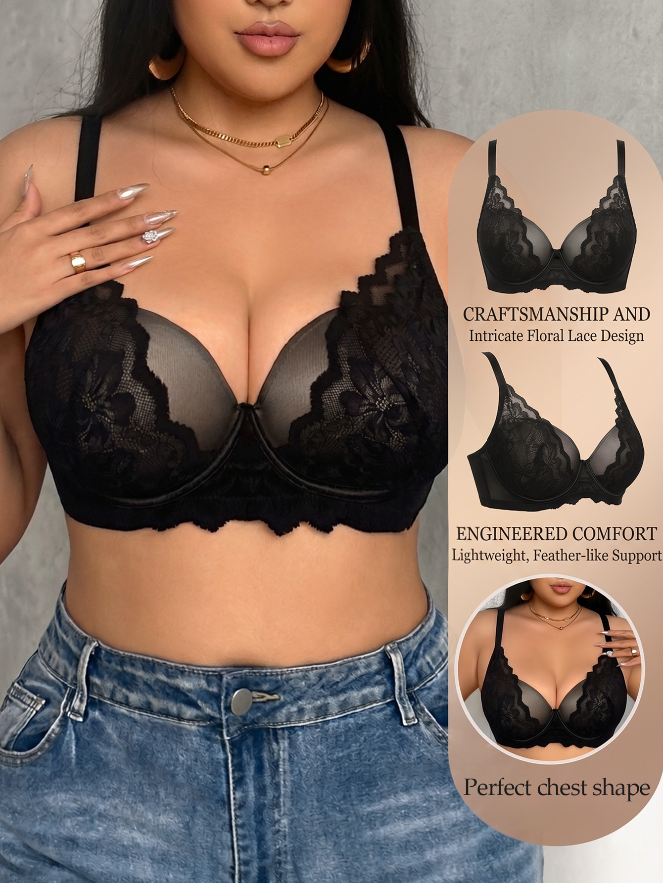 Wide Strap Plus Size Women Bra - Push Up Bra Padded ulasan dan harga