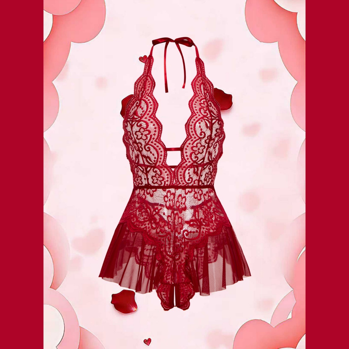 Erotic Crotchless Hot Lingerie - Lace Teddy Lingerie ulasan dan harga