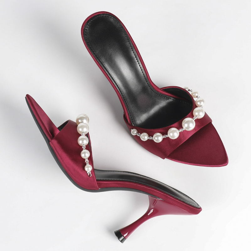 Elegant Satin Heeled Sandals W - Slip Dress Satin ulasan dan harga