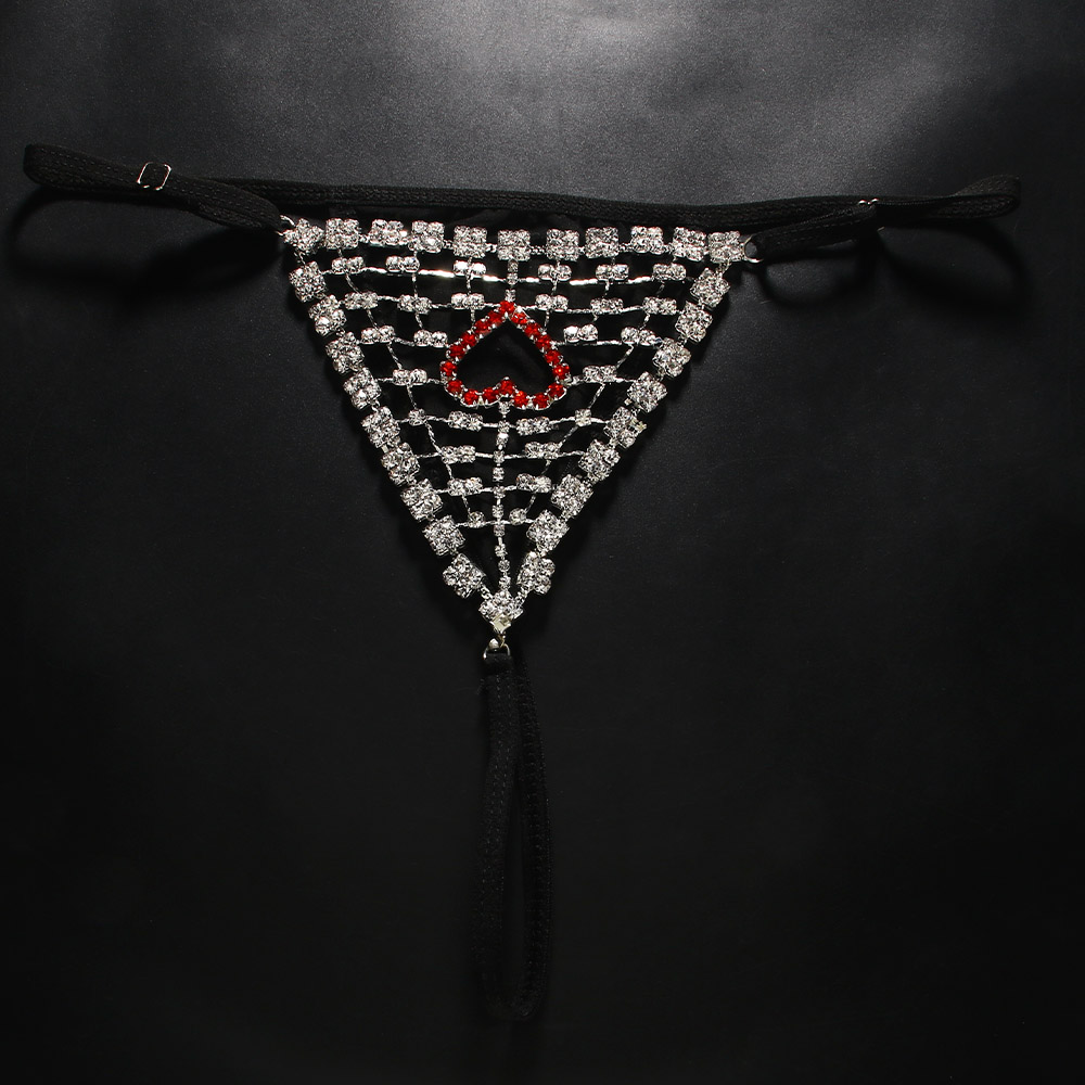 Rhinestones Heart Hollow Thong - Thong Bikini Women ulasan dan harga