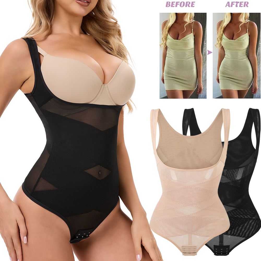 Mesh Thongs Bodysuit Shapewear - Shapewear Bodysuit Firm ulasan dan harga